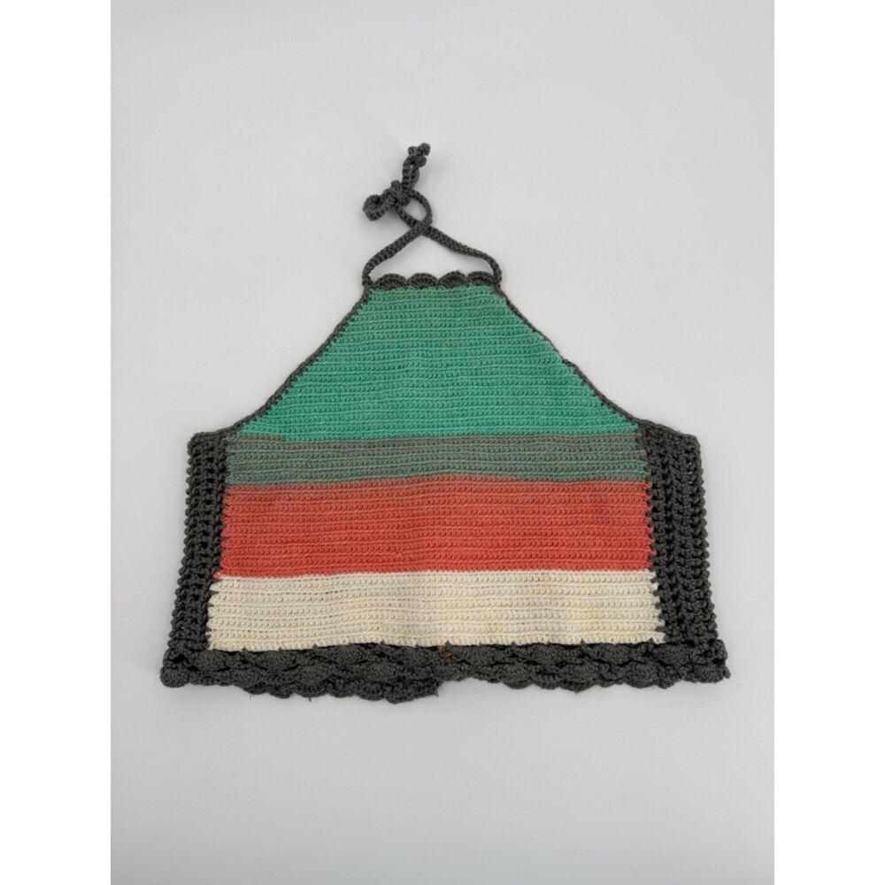 Handmade Crochet Halter Crop Top Colorblock Boho Festival Y2K Fairycore